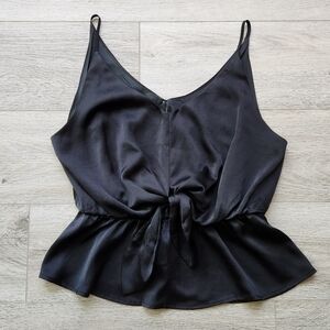 She + Sky Black Tank Top With Bow Womens Large Peplum