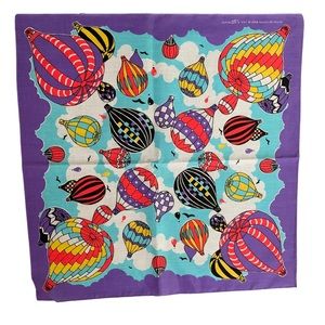 Vintage Hot Air Balloons Bandana Festival Art To Wear Hippie Bold Vibrant NWOT