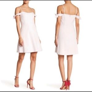 Kensie Pastel Cold Shoulder Crepe Bow Dress Pink