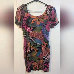 Concepts Women's 3 Bodycon Dress Midi Colorful Multicolor Floral 90s Vintage