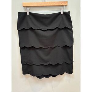 Alfani 10 black scalloped tiered pencil skirt - gold back zip