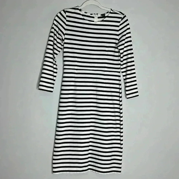 J Crew Womans Striped Long Sleeved Dress. Knee Length Size 4P - Picture 3 of 8