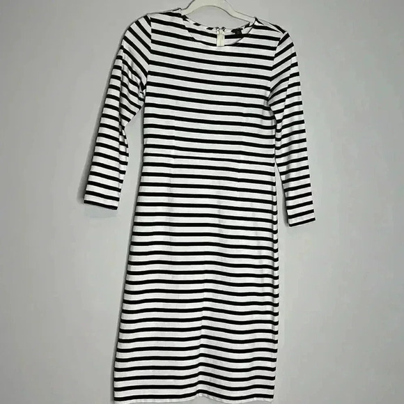 J Crew Womans Striped Long Sleeved Dress. Knee Length Size 4P - Picture 4 of 8