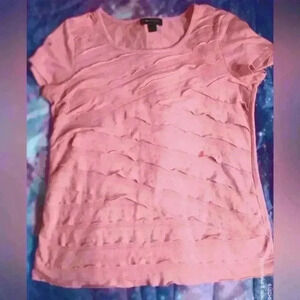 AB STUDIO TOP SIZE M Pink Short Sleeve Ruffled