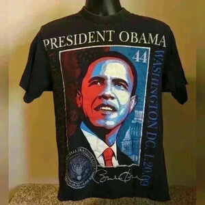 Rare President Barack Obama All Over Print T-Shirt Inaguration Large