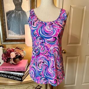 NWOT Lilly Pulitzer Luxletic Sunray Tank Top Raz Berry Flamingoals Size XS