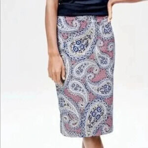 J. Crew | Blue & Pink Paisley Print Pencil Skirt Size 2