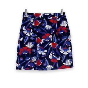 J. Crew | Red, White, & Blue Floral Pencil Mini Skirt (Size 0)