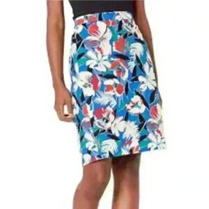 J Crew Printed Basketweave Pencil Skirt Floral Size 2