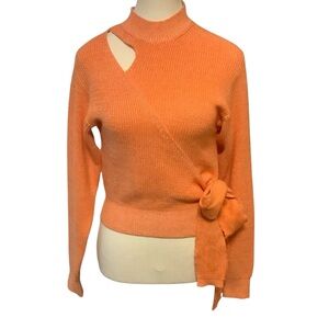 MINKPINK NWT ORANGE LEA TIE SIDE LONG SLEEVE WRAP SWEATER/ Size S