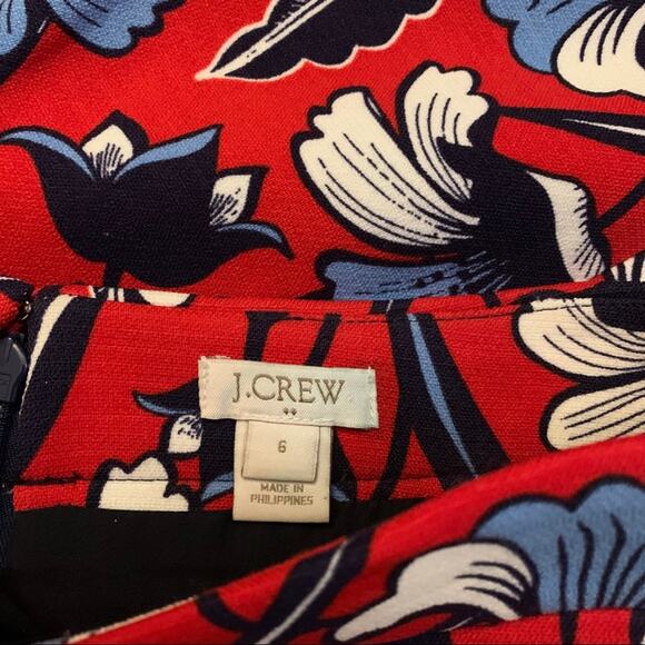 J.Crew Red White Blue Pencil Skirt Floral Print Size 6 - Picture 6 of 6