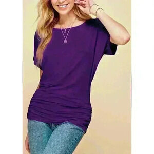 Made by Johnny Dolman Drape Top with Side Shirring DARK_PURPLE Size Medium