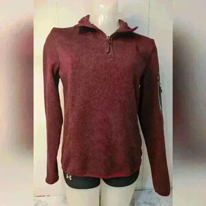 Crane Womens Maroon Long Sleeve 1/4 Zip Fleece Jacket Size Small