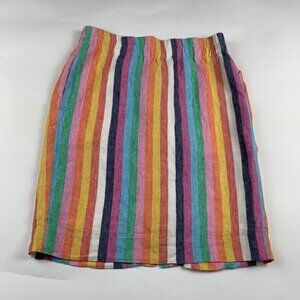 J. Crew Candy Rainbow Striped Linen Pull On Pencil Skirt S