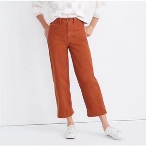 Madewell High Rise Emmett Wide-Leg Crop Twill Pants Burnt Orange 26