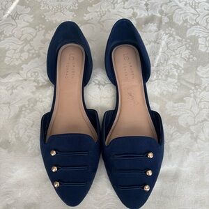 LC Lauren Conrad Navy Blue Faux Suede Flats, 9 Medium