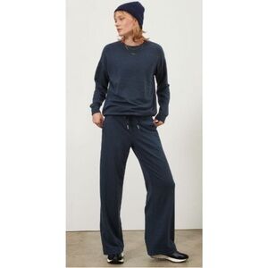 Athleta Balance Printed High Rise Flared Wide Leg Sweatpants Athleisure Navy 2X