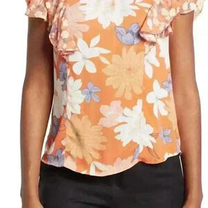 DR2 with Daniel Rainn Floral Double Ruffle Sleeve Top Size XL