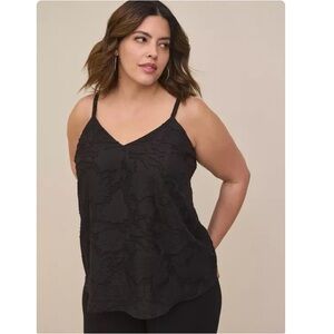 Torrid Sophie Chiffon Floral Swing V-Neck Cami Tank Top Black 2X