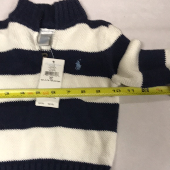 NEW Ralph Lauren baby boy sweater 12 months blue white striped 1/4 zip pullover - Picture 9 of 9