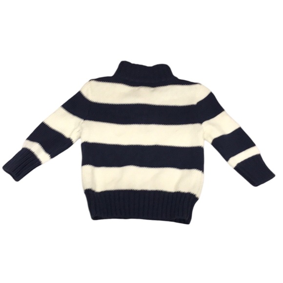 NEW Ralph Lauren baby boy sweater 12 months blue white striped 1/4 zip pullover - Picture 2 of 9