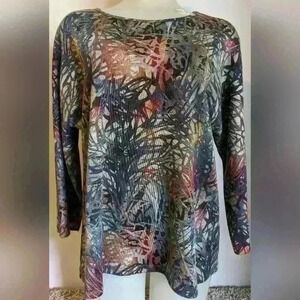 Pure Essence Urbanology Women's 3/4 Sleeve Multicolor Blouse Size Small