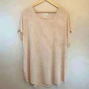 Star Vixen Light Pink Sparkle Glitter Short Sleeved HI-Low Hem Blouse Size 3X