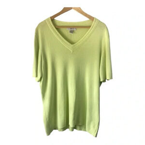 Sag Harbor Women's Lime Short Sleeve V Neck Top Size 2XL