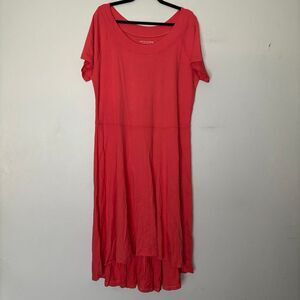 Soft Surroundings Dress Womens‎ 1x Coral Short Sleeve Boat Neck Cotton Blend