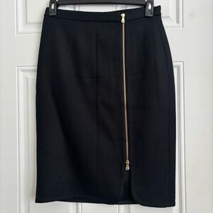 J. Crew 100% Wool Black Knee Length Pencil Skirt, Size 8