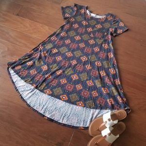 LuLaRoe Navy Patterned Carly Dress Womens Xxs Aztec Pattern