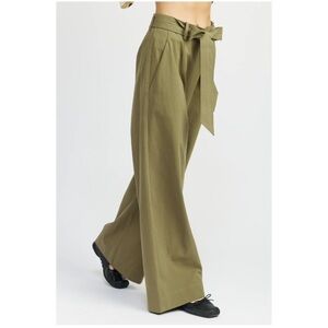 Anthropologie En Saison Essie High Rise Pleated Wide Leg Trouser Pant Green XS