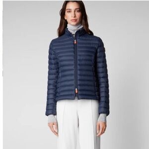 Save the Duck Carly Softshell Puffer Jacket Winter Coat Outdoor Vegan Navy Large