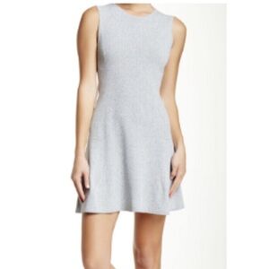 Theory Nikayla Stonework Flared Knit Sleeveless Pullover Mini Dress Grey Small