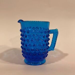 Vintage Fenton Art Glass 3" Colonial Blue Hobnail Mini Pitcher Creamer EUC