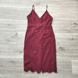 ASTR The Label Burgundy Lace Dress Womens Medium Spaghetti Straps