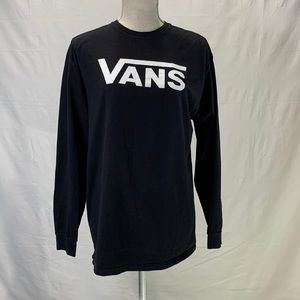 Vans Mens Womens Long Sleeve Classic Fit Black Tee Size Medium