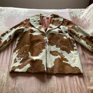 Vtg 1960 RARE calf pony hair fur cow leather women men jacket