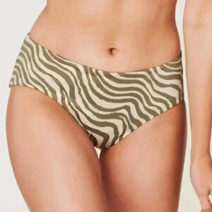 Andie Swim The Hipster Bottom Women's size Medium in bias stripe olive color NWT