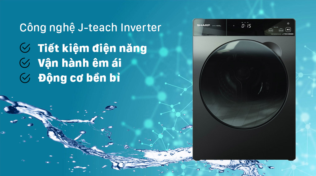 Máy giặt Sharp Inverter 10.5 Kg ES-FK1054SV-G - J-tech Inverter