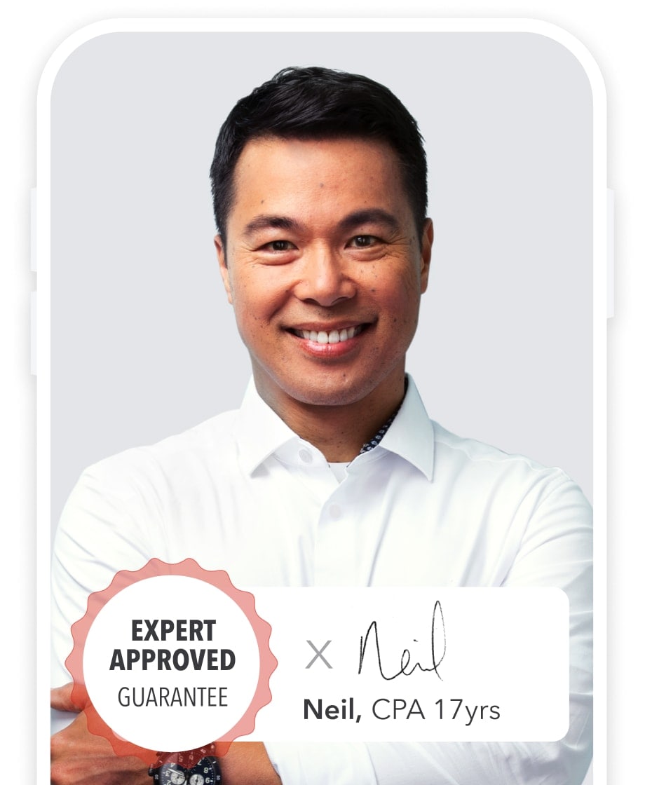 Neil, one of our CPAs with 17 years of experience, signs his name on a return and offers our Expert Approved Guarantee.