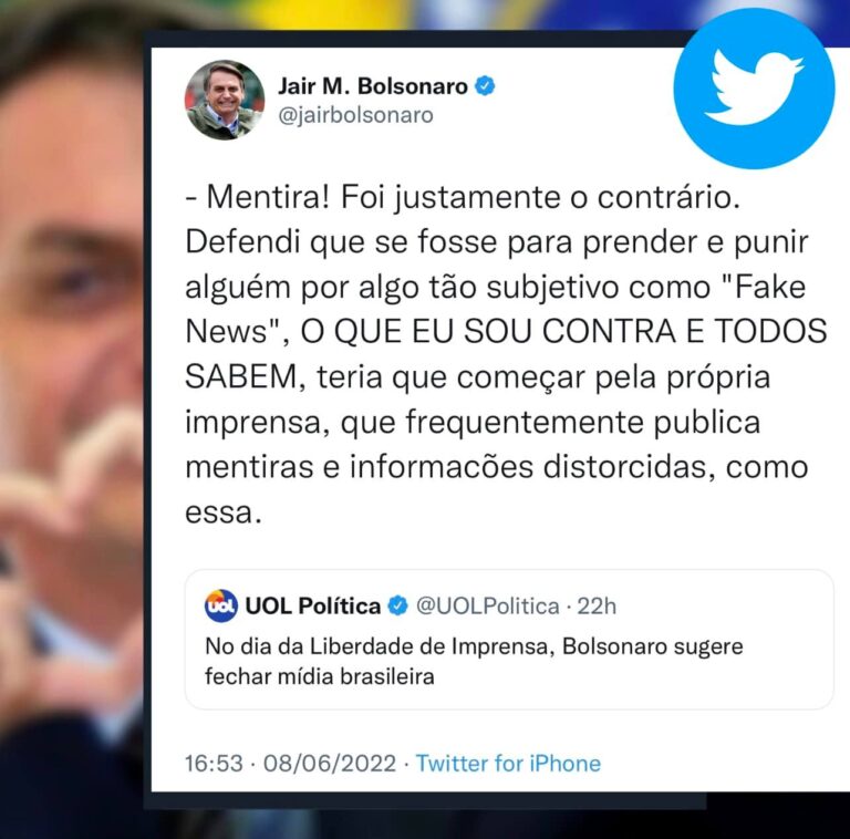 Bolsonaro desmente reportagem do UOL: “Mentira!”