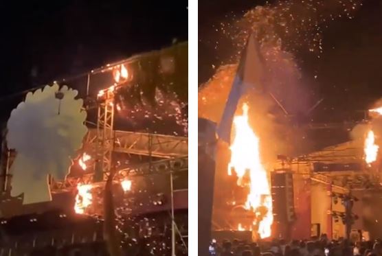 Incêndio provocado por fogos de artifício destrói palco de casa de show em Maceió