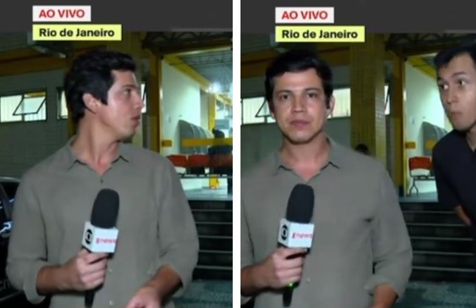 Homem invade telejornal ao vivo: “Globo defende semiaberto para bandido!”