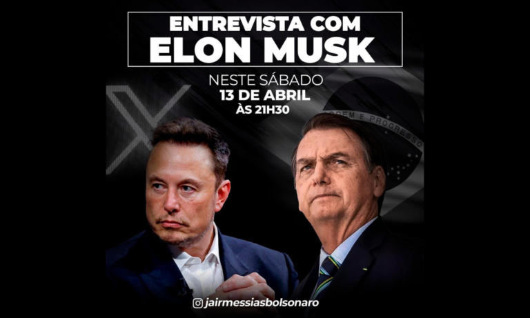 Bolsonaro entrevista Elon Musk neste sábado (13)