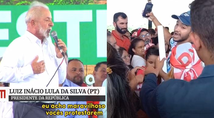Seguranças recolhem cartazes de manifestantes em evento com Lula no Ceará