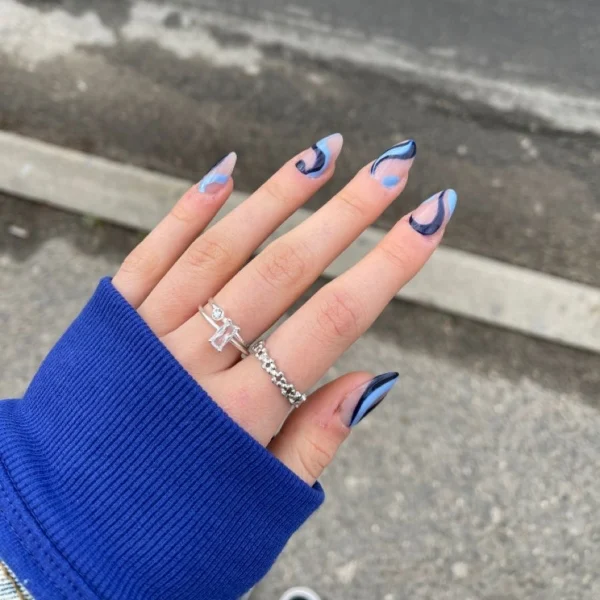 Blue Almond Nails