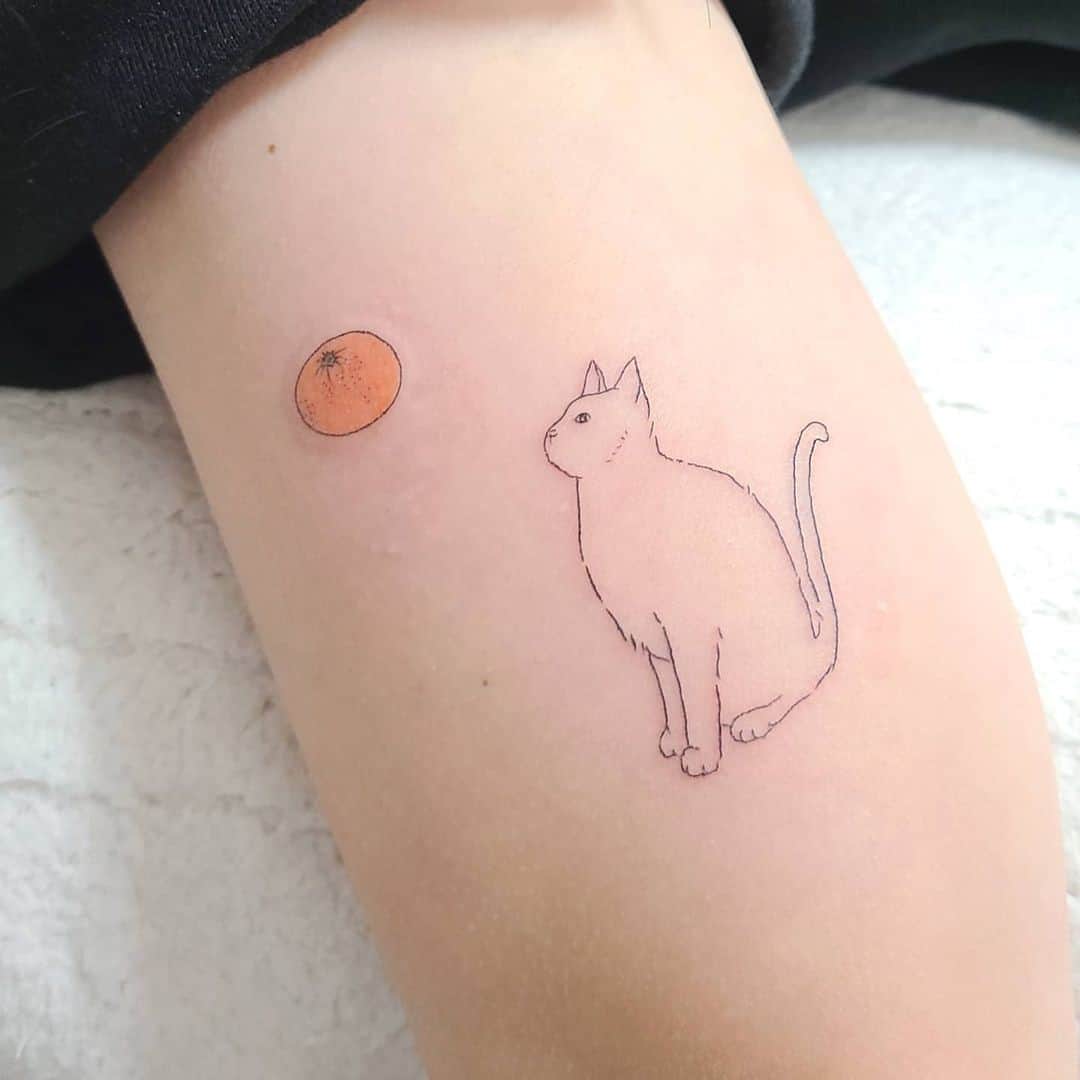Cat Tattoo Outline Design