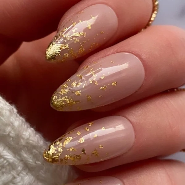 gold almond nails
