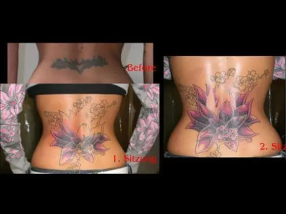 cover up flower tattoo design on lower back